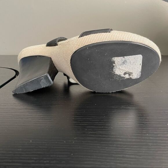 Nine West WNCOBALT Vintage Linen and Leather Upper Slide On Heeled Sandal, 10 - Picture 11 of 16